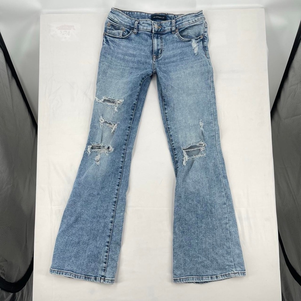 Y2K Aeropostale Women's Low Rise Bootcut Flare Jeans Distressed 8 M Grunge Light - Picture 3 of 5
